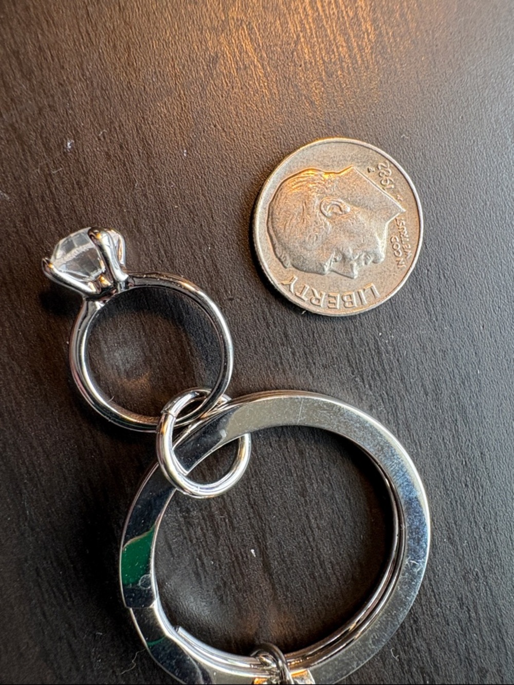 Coach Silver-Tone Ring with Clear Faceted Stone - Picture 3 of 4